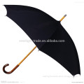 190T polyester straight umbrellas wood J shape handle umbrella